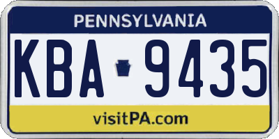 PA license plate KBA9435