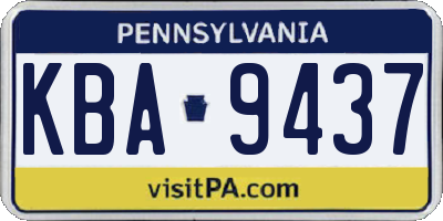 PA license plate KBA9437