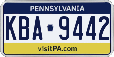 PA license plate KBA9442