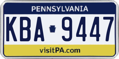 PA license plate KBA9447