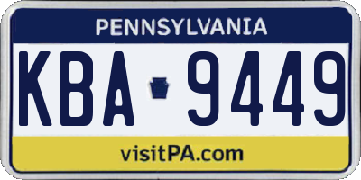PA license plate KBA9449