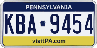 PA license plate KBA9454