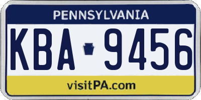 PA license plate KBA9456