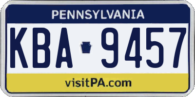 PA license plate KBA9457