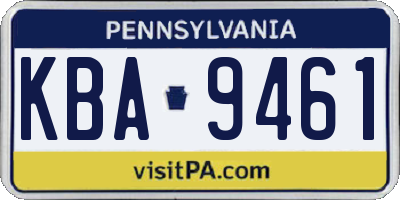 PA license plate KBA9461