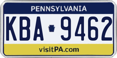 PA license plate KBA9462