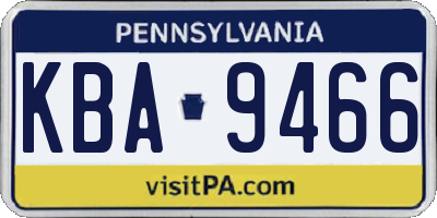 PA license plate KBA9466