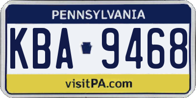 PA license plate KBA9468