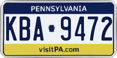 PA license plate KBA9472