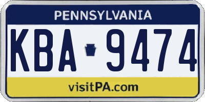 PA license plate KBA9474
