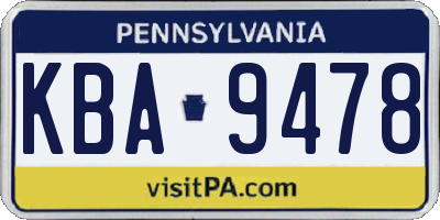 PA license plate KBA9478