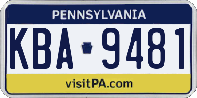 PA license plate KBA9481
