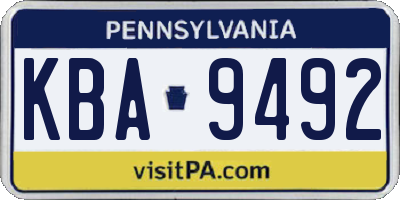 PA license plate KBA9492