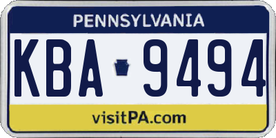 PA license plate KBA9494