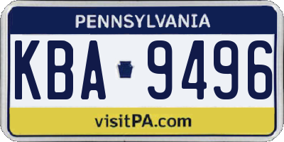 PA license plate KBA9496