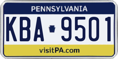 PA license plate KBA9501
