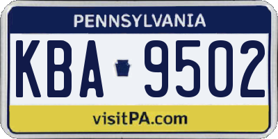 PA license plate KBA9502