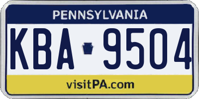 PA license plate KBA9504