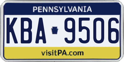 PA license plate KBA9506