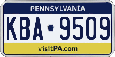 PA license plate KBA9509
