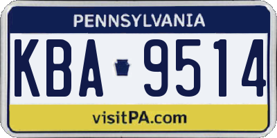 PA license plate KBA9514