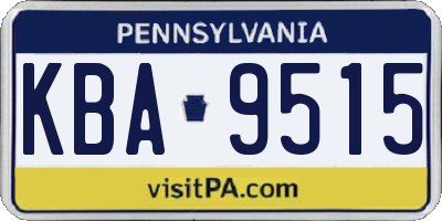 PA license plate KBA9515
