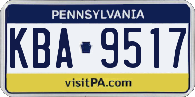 PA license plate KBA9517
