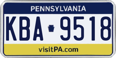 PA license plate KBA9518