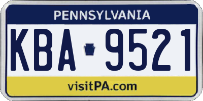 PA license plate KBA9521