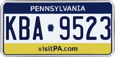 PA license plate KBA9523
