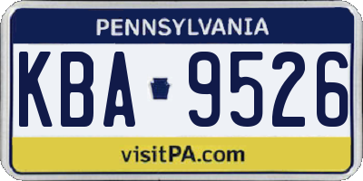 PA license plate KBA9526