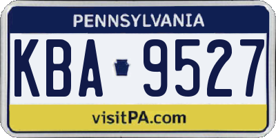 PA license plate KBA9527