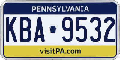 PA license plate KBA9532