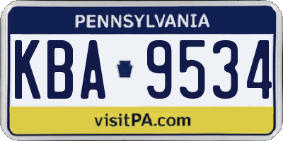 PA license plate KBA9534