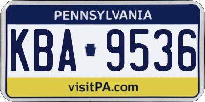 PA license plate KBA9536