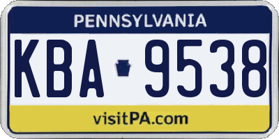 PA license plate KBA9538