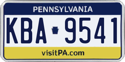 PA license plate KBA9541