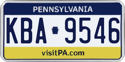 PA license plate KBA9546