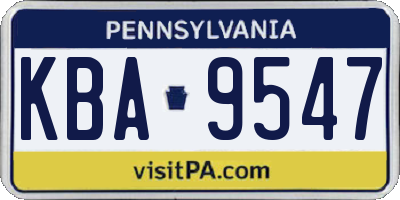 PA license plate KBA9547