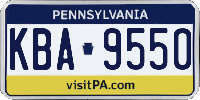 PA license plate KBA9550