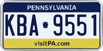 PA license plate KBA9551
