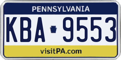 PA license plate KBA9553