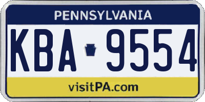 PA license plate KBA9554