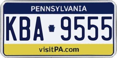 PA license plate KBA9555