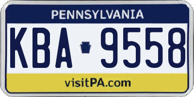 PA license plate KBA9558