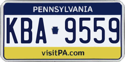 PA license plate KBA9559