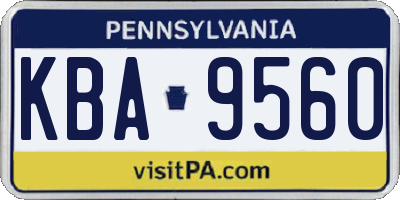 PA license plate KBA9560