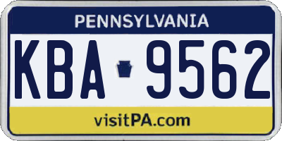 PA license plate KBA9562
