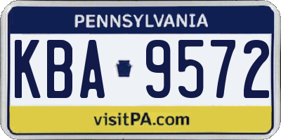 PA license plate KBA9572