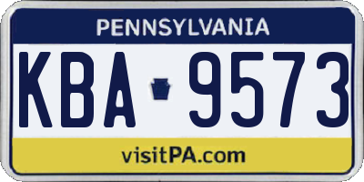 PA license plate KBA9573